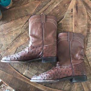 Justin Roper Ostrich Skin Boots